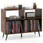 Record Player Stand with Charging Station and Storage Shelves