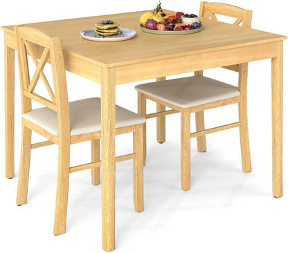 3 Piece Dining Table Set, Square Breakfast Kitchen Table and Chairs