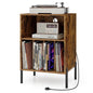 Record Player Stand, Turntable Stand with Charging Station and 5 Shelves for 150 Albums