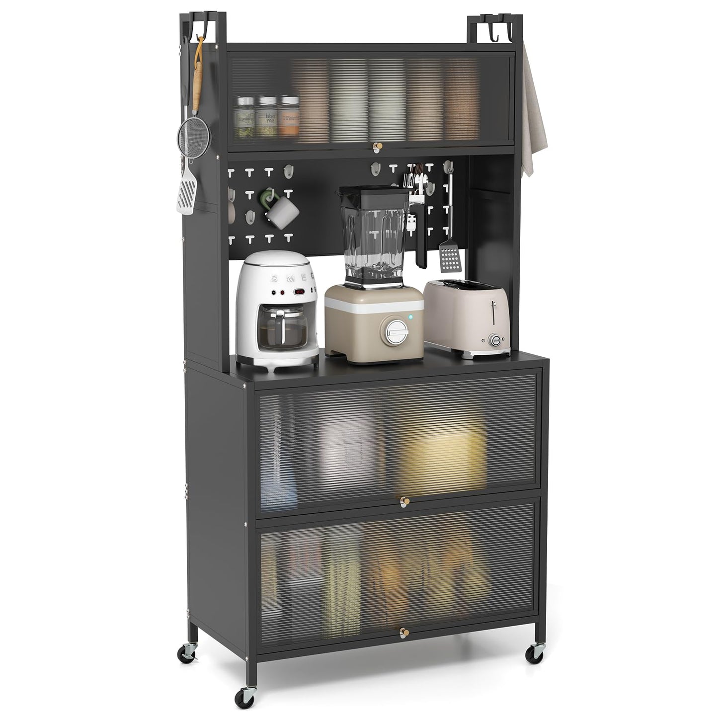 5 or 6 Tier Kitchen Pantry Cabinet Buffet Cabinet with Hutch