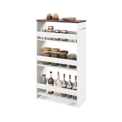 GiantexUK 4-Tier Kitchen Storage Trolley, Slide-Out Utility Rolling Cart with Wheels & Handle