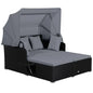 Garden Rattan Daybed with Retractable Canopy and Cushions