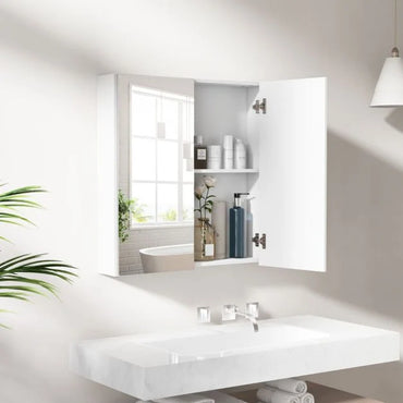 Medicine Cabinet with Mirror and Double Mirrored Doors