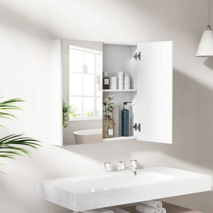 Medicine Cabinet with Mirror and Double Mirrored Doors