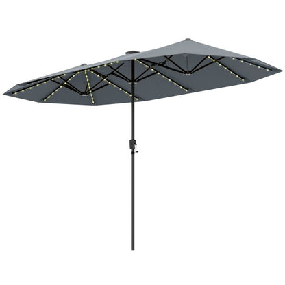 12 Heavy Duty Ribs Extra Large Sun Umbrella with 108 LED Solar Lights and Crank Handle