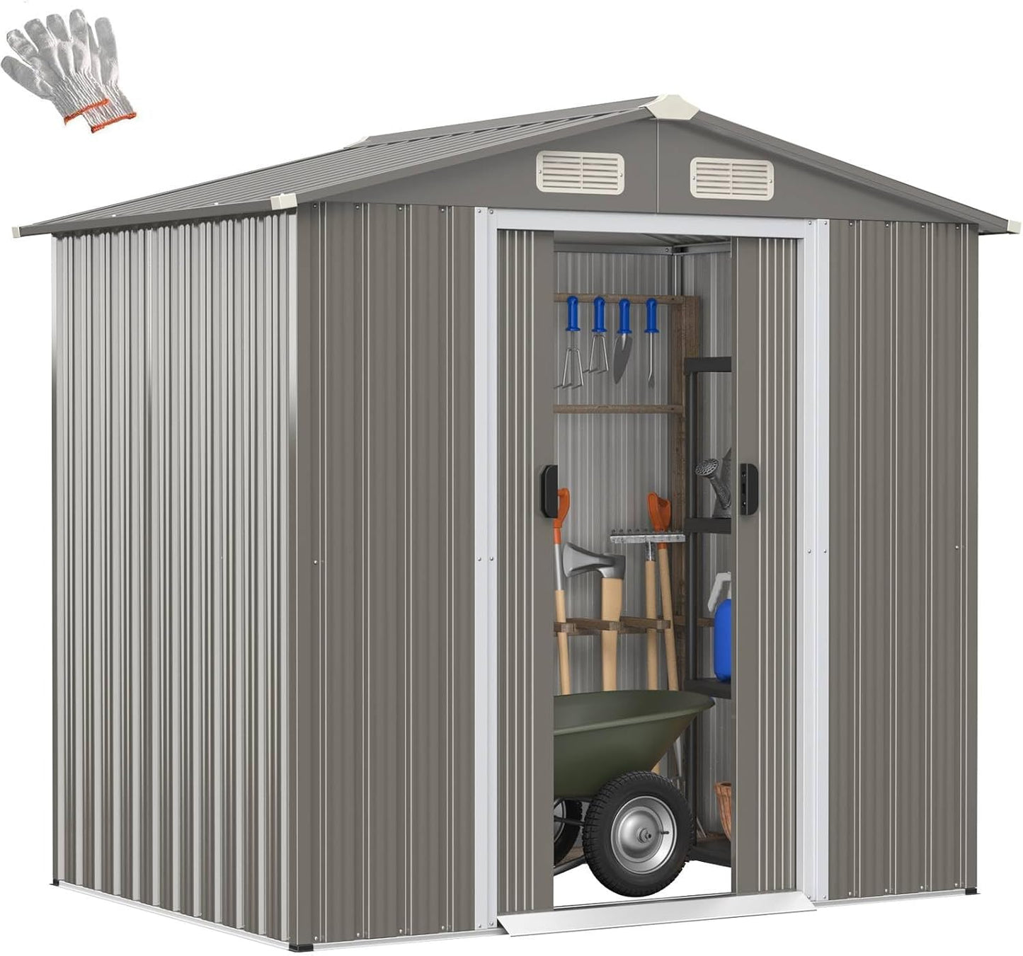 GiantexUK 6x4FT Metal Garden Shed