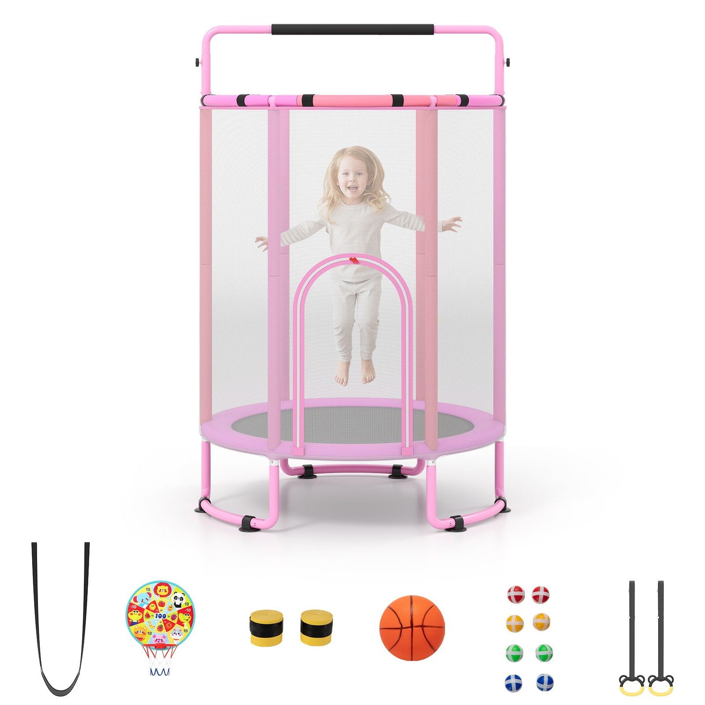 55”/61” Kids Trampoline, 6 in 1 Toddler Trampolines