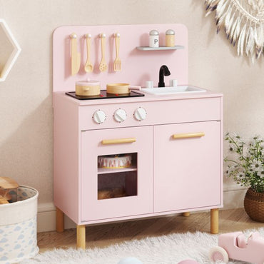 Toddler Pretend Play Kitchen with Light up Stove and Cooking Sounds