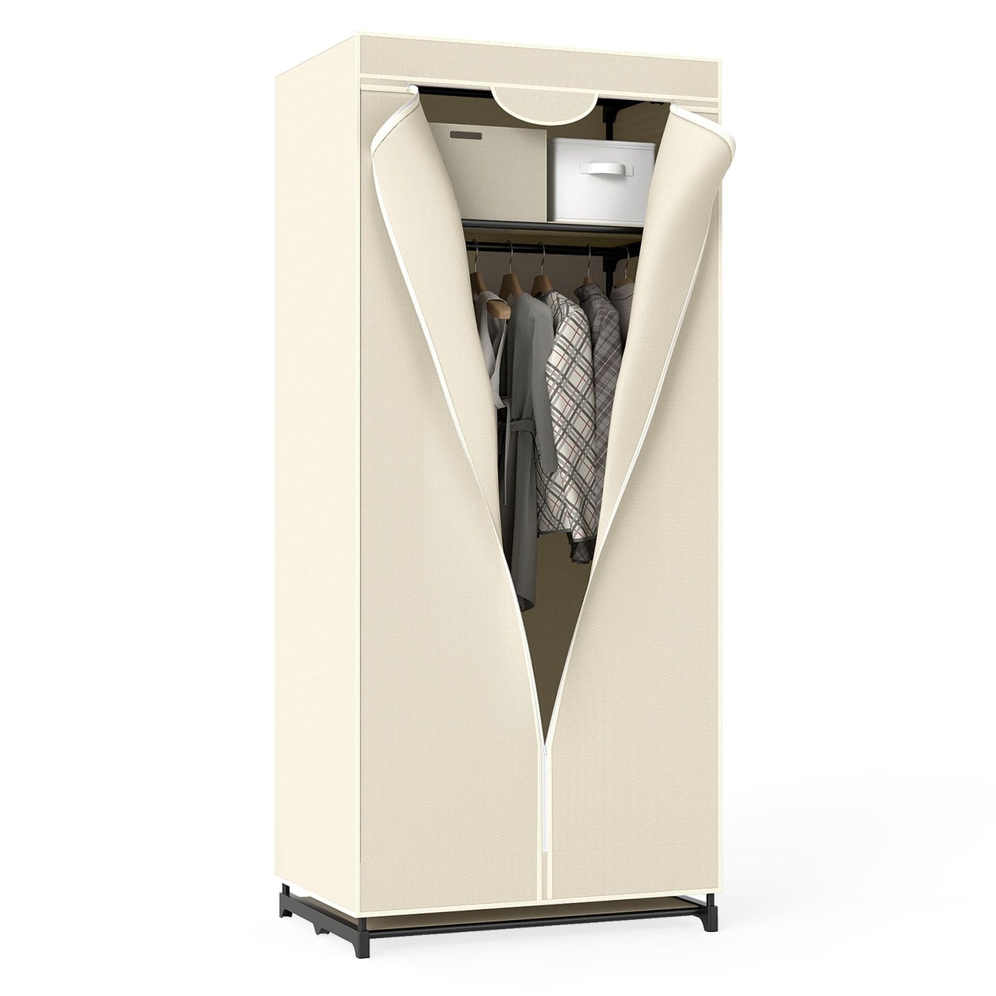 Portable Single Clothes Closet with Hanging Rail