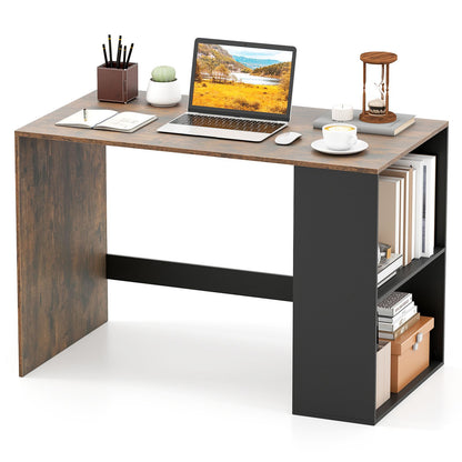 Modern Wooden Office Desk with Storage and 2 Open Shelves