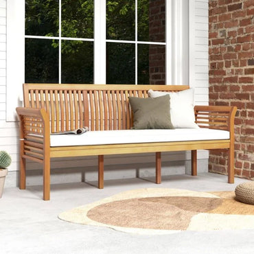 3 Person Porch Bench with High Backrest and Seat Cushion