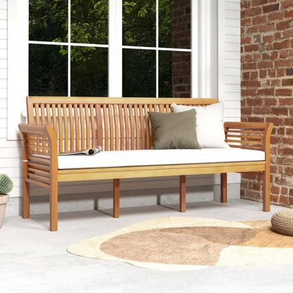 3 Person Porch Bench with High Backrest and Seat Cushion