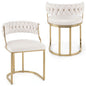 2 Pieces Velvet Dining Chairs with Curved Back and Metal Base