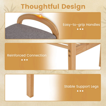 2-Tier Bamboo Shoe Bench with Storage with Padded Cushion and Shelf