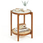 2-Tier Boho End Table with Tempered Glass Top for Living Room