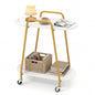 2-Tier Rolling End Table with Faux Marble Surfaces Modern Mobile Side Table