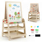 2-in-1 Wooden Easel for Kids with Magnetic Whiteboard and Marble Run Game