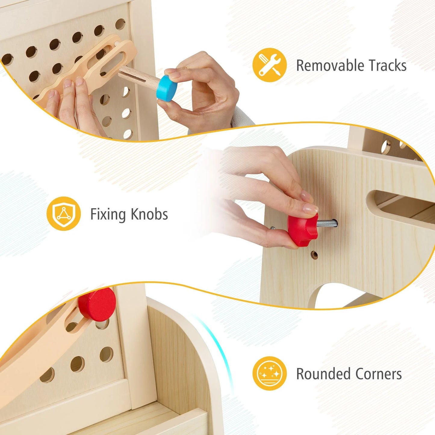 2-in-1 Wooden Easel for Kids with Magnetic Whiteboard and Marble Run Game