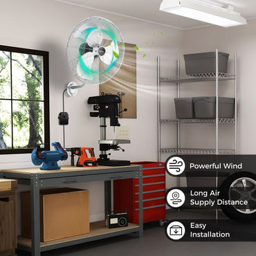 20 Inch Heavy Duty Metal Wall Mount Fan with 3 Fan Speeds