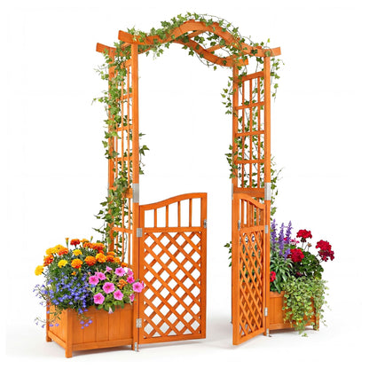 210 cm Garden Arbor with Gate for Climbing Plants Wedding