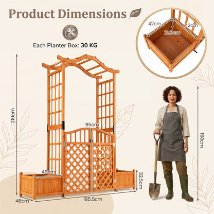 210 cm Garden Arbor with Gate for Climbing Plants Wedding