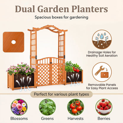 210 cm Garden Arbor with Gate for Climbing Plants Wedding