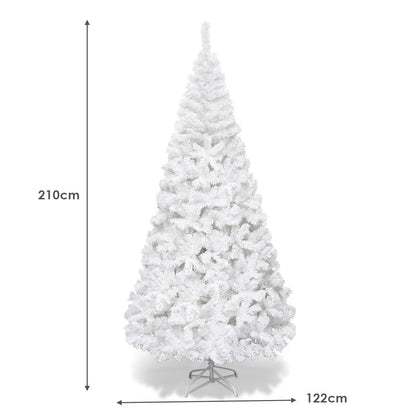 1.5/1.8/2.1/2.4M White Artificial Christmas Tree with Metal Stand