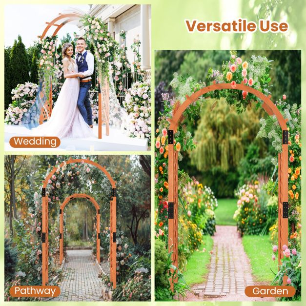 235 cm Wooden Garden Arbor Solid Wood Trellis for Climbing Plants