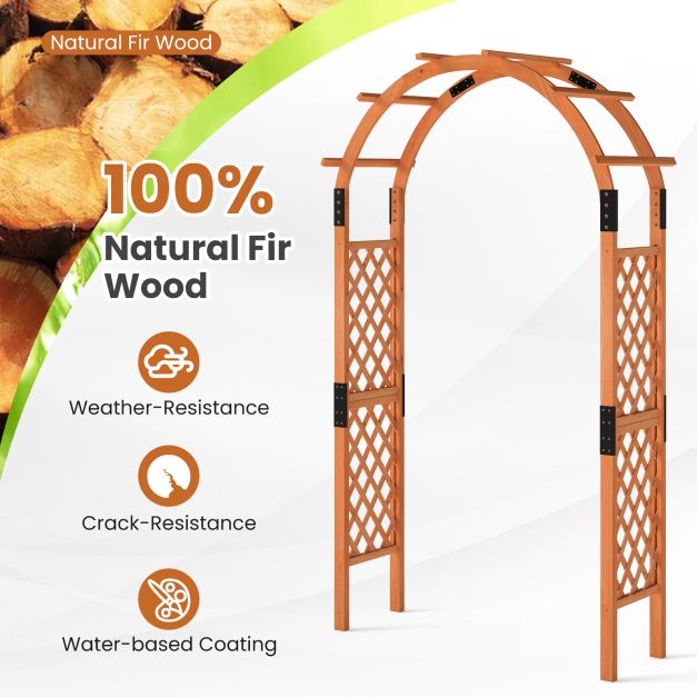 235 cm Wooden Garden Arbor Solid Wood Trellis for Climbing Plants