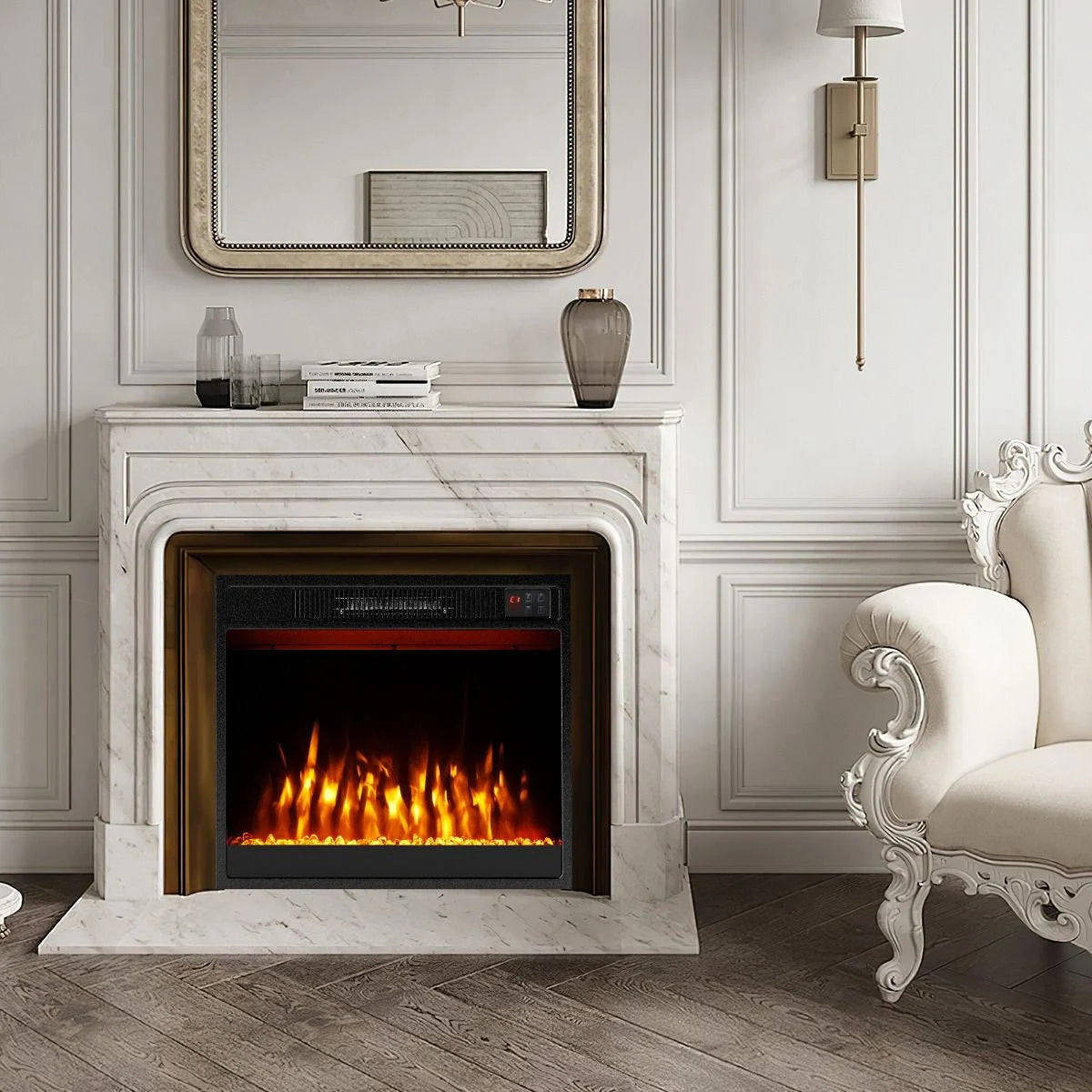 23 Inches Electric Fireplace Insert 750W/1500W Fireplace Heater