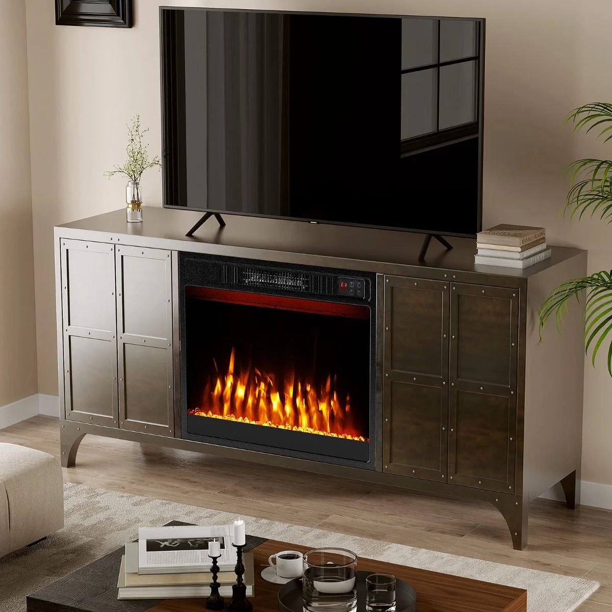 23 Inches Electric Fireplace Insert 750W/1500W Fireplace Heater