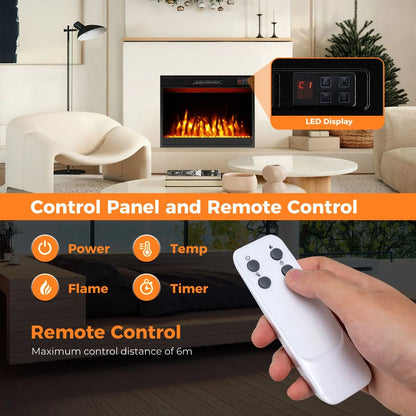 23 Inches Electric Fireplace Insert 750W/1500W Fireplace Heater