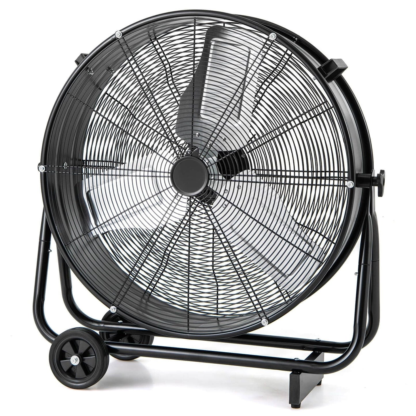 24 Inch Industrial Drum Fan with 360° Adjustable Tilt and 2 Wheels