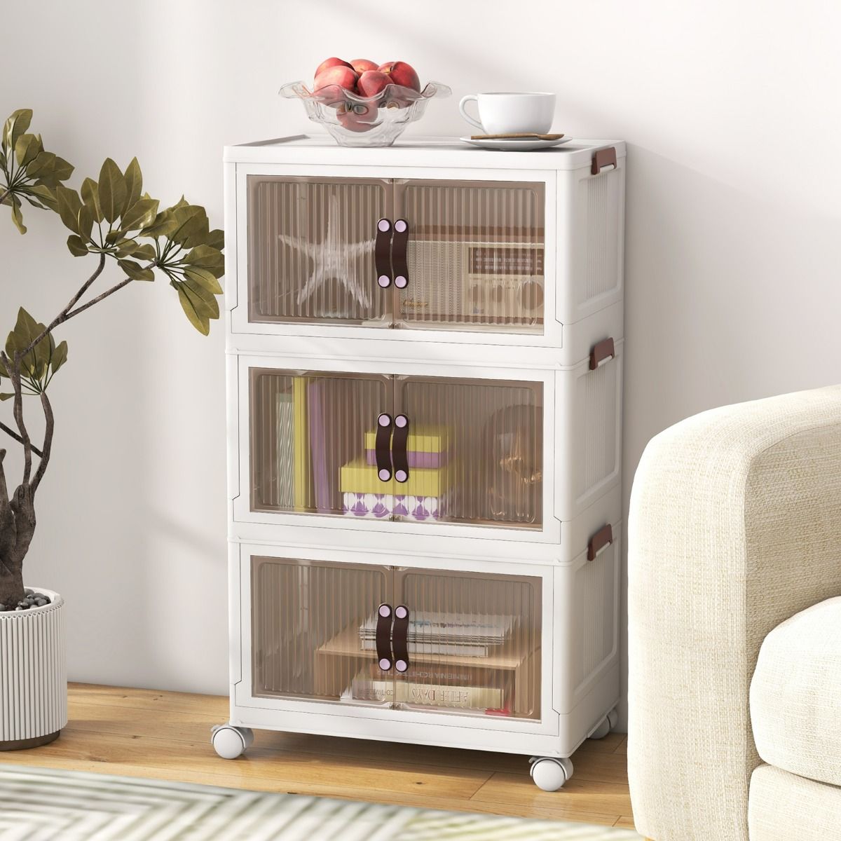 25.5 Gal Storage Bins with Magnetic Doors and Lockable Casters