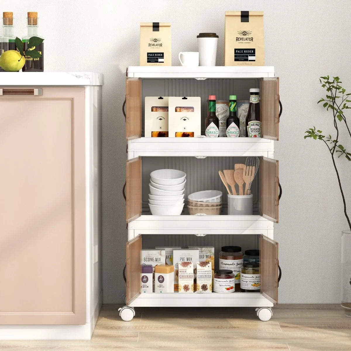 25.5 Gal Storage Bins with Magnetic Doors and Lockable Casters