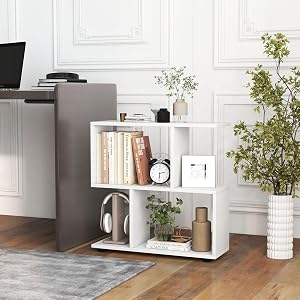 Wooden Bookshelf, 2-tier Irregular Display Shelf