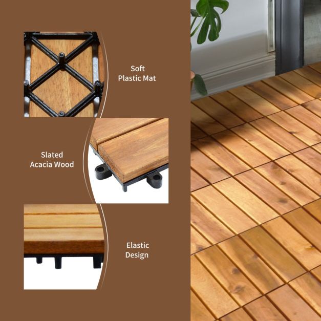 27 PCS Interlocking Patio Deck Tile for Outdoor and Indoor Patio Garden Balcony