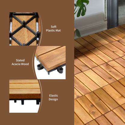 27 PCS Interlocking Patio Deck Tile for Outdoor and Indoor Patio Garden Balcony