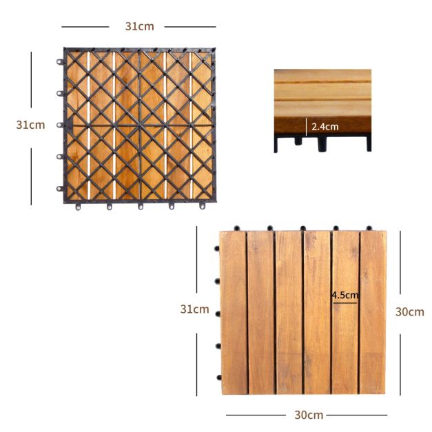 27 PCS Interlocking Patio Deck Tile for Outdoor and Indoor Patio Garden Balcony