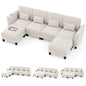280 cm U-Shaped Sectional Sofa with 2 Ottomans & USB Charging Ports
