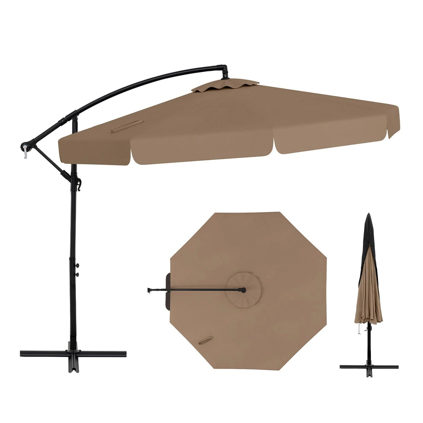 2.9M Patio Cantilever Parasol with Cover and Tilt Function