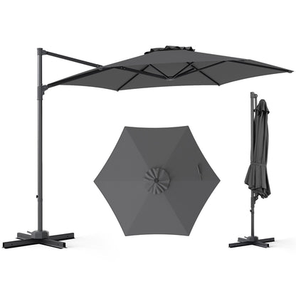 292cm Patio Cantilever Umbrella Large Offset Hanging Umbrella with 360° Rotation