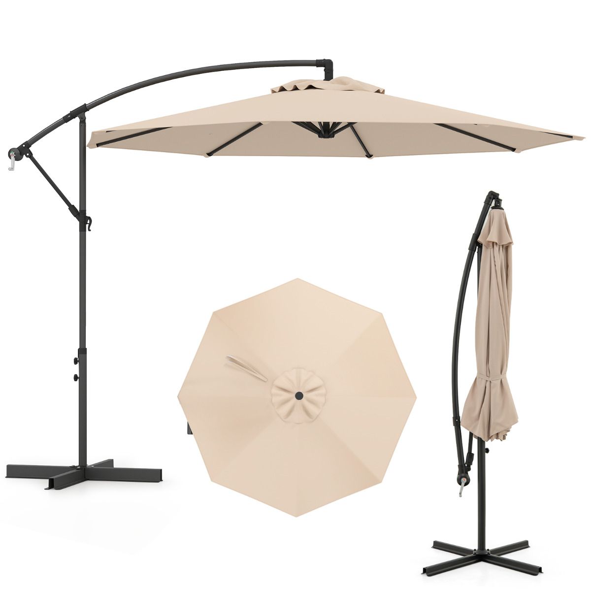 295 cm Patio Offset Umbrella with Easy Tilt Adjustment and Crossed Base