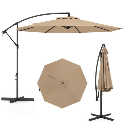 295 cm Patio Offset Umbrella with Easy Tilt Adjustment and Crossed Base