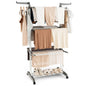 4 Tier Foldable Airer Clothes Drying Rack with Wings and Casters