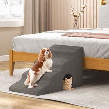 4 Tier High Density Foam Dog Ramps for High Beds and Couches