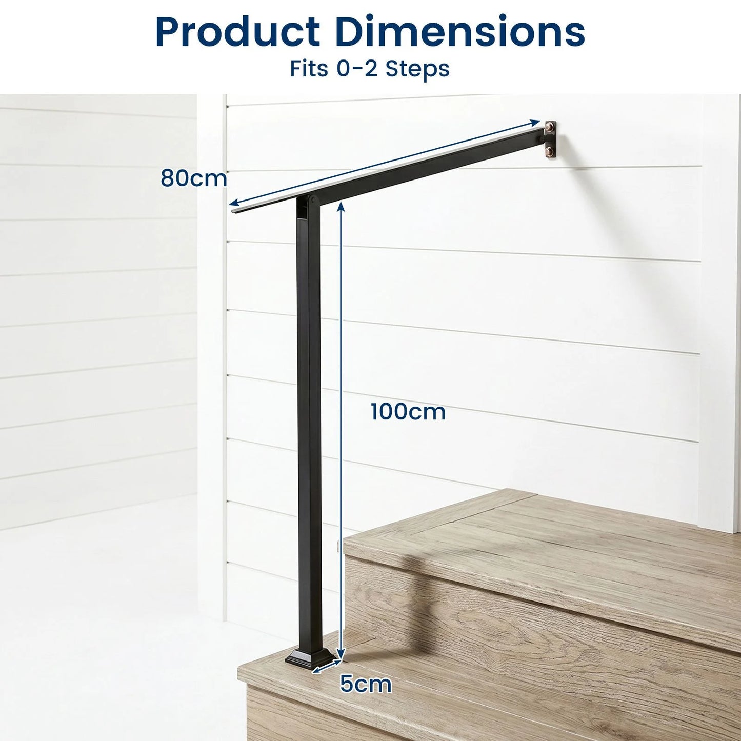 3 Step Heavy-Duty Adjustable Galvanized Steel Railing with Installation Kit for Concrete
