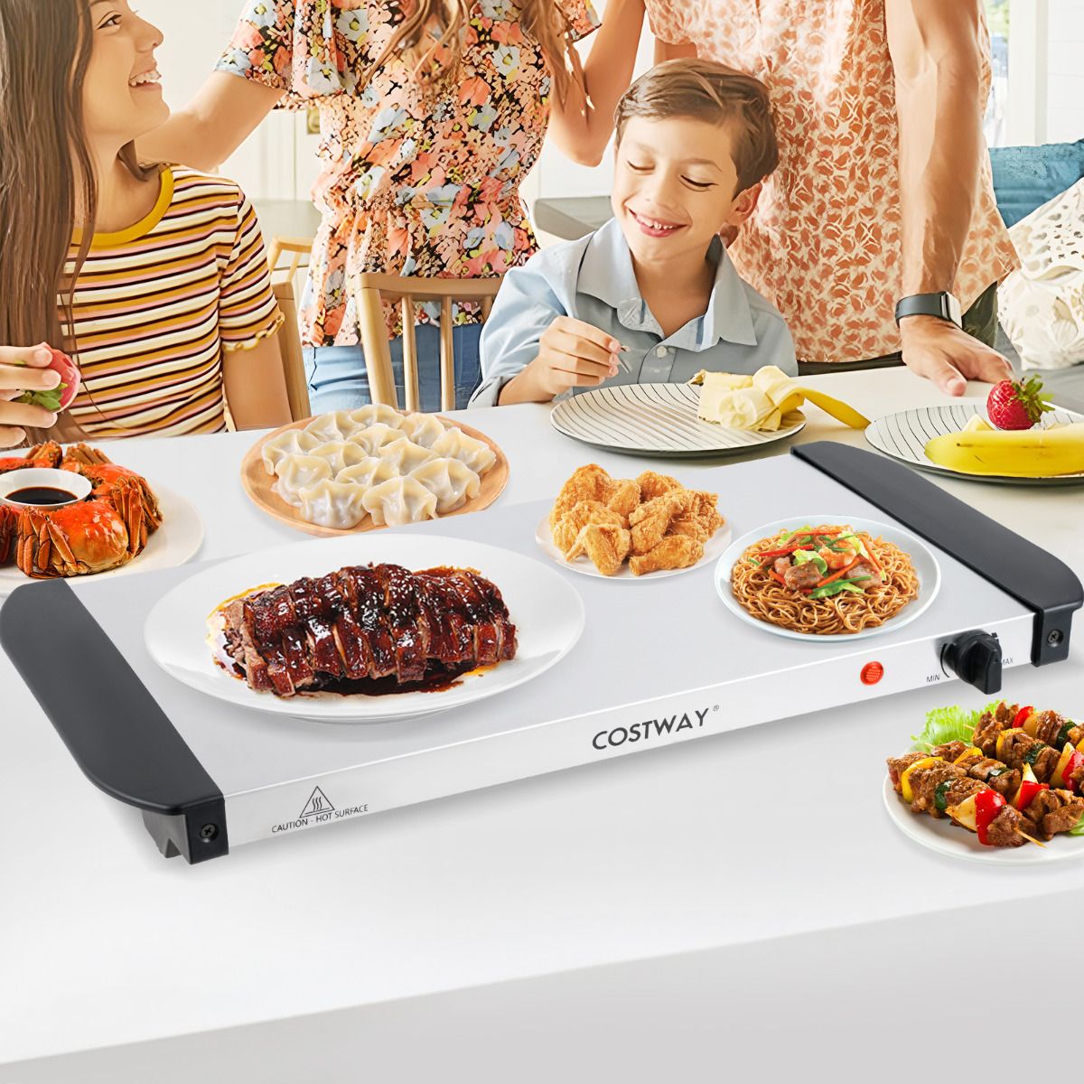 2 in 1 Electric Buffet Server Food Warmer with 3 x 1.4L Removable Trays