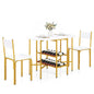 3-Piece Drop Leaf Dining Table Set with 2 Chairs and 2-Tier Storage Shelves for Kitchen