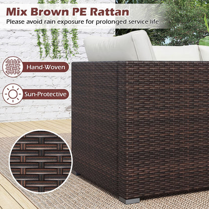 3-Piece Outdoor Wicker Sectional Sofa Set PE Rattan Modular Couch with Thick Cushions